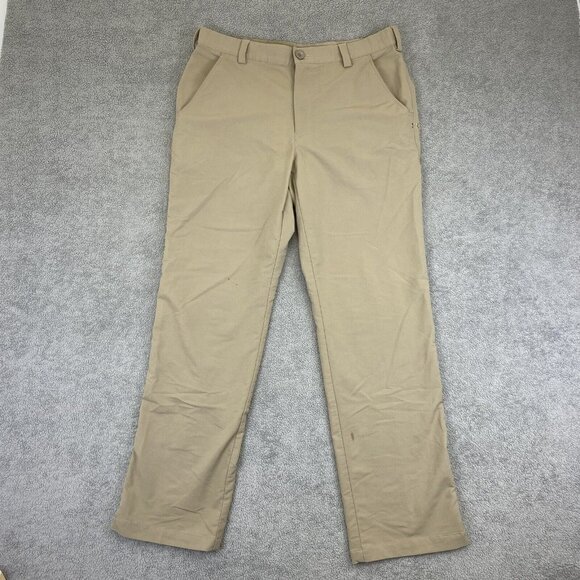 Under Armour Mens 34x32 (Fits 34x30) Khaki Golf Pants Straight Leg Chino FLAWS - Picture 1 of 11